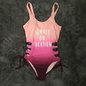 NWOT “Always On Vacation” Pink Gradient One Piece